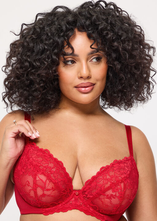 Ann Summers Red Sexy Lace Fuller Bust Non Padded Plunge Bra, 36Dd