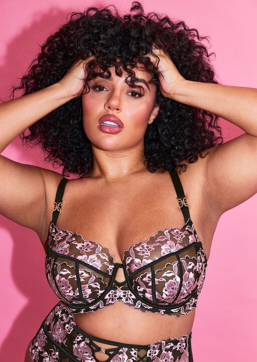 Ann Summers Pink Endless Attraction Fuller Bust Non-Padded Plunge Bra, Black/ 38F