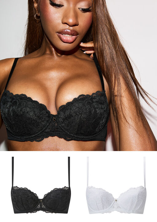 Ann Summers Assorted Sexy Lace Padded Balcony Bra 2 Pack, 32E