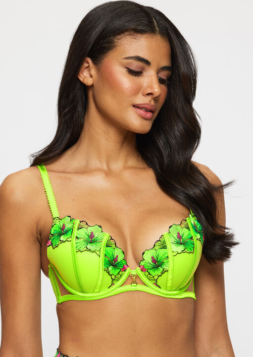 Ann Summers Lime Caged Hibiscus Padded Plunge Bra, 30D
