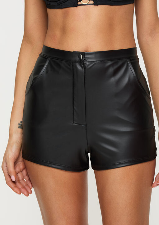 Ann Summers Black Plain Pu Shorts, X S