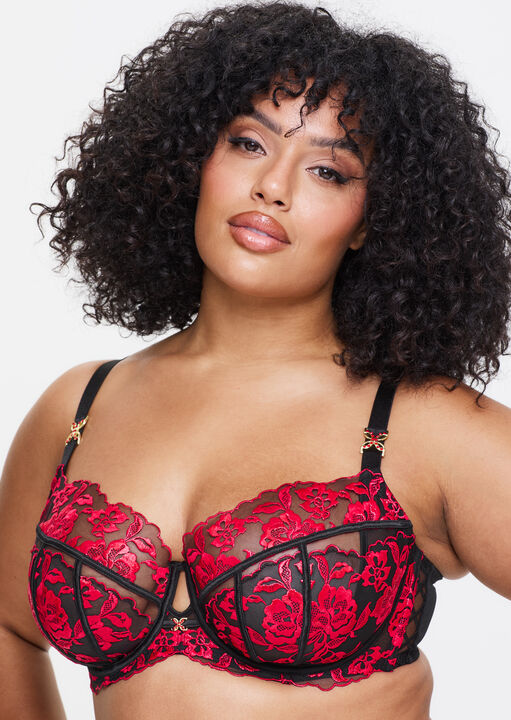Ann Summers Red Endless Attraction Non Padded Fuller Bust Plunge Bra, Black/ 32F