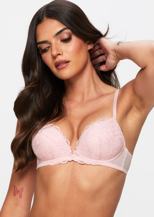 Ann Summers Pink Sexy Lace Padded Plunge Bra, Pale 38G