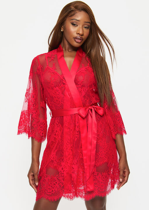 Ann Summers Red Availing All Over Lace Robe, Xx L
