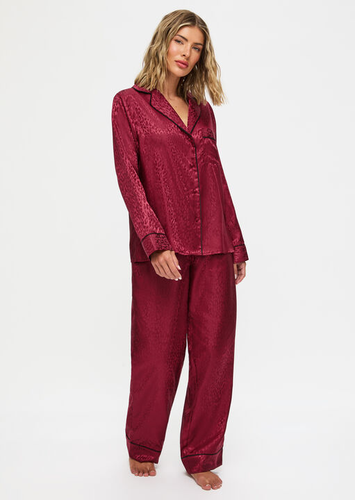 Ann Summers Burgundy Signature Satin Long Pyjama Set, X S