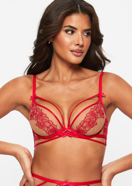 Ann Summers Red Floral Affair Non Padded Plunge Bra, 38D