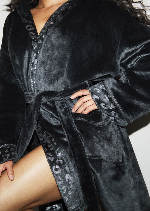 Ann Summers Black Signature Sparkle Fluffy Robe, X L