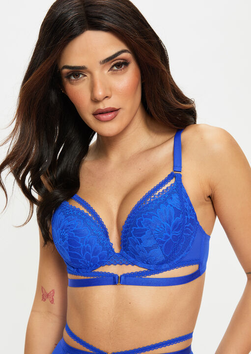 Ann Summers Cobalt Yours Truly Lace Padded Plunge Bra, 42G