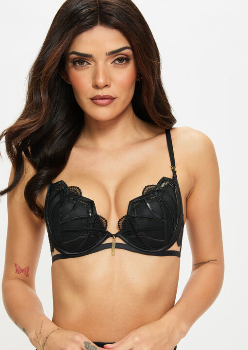 Ann Summers Black Desiring Decadence Padded Plunge Bra, 36D