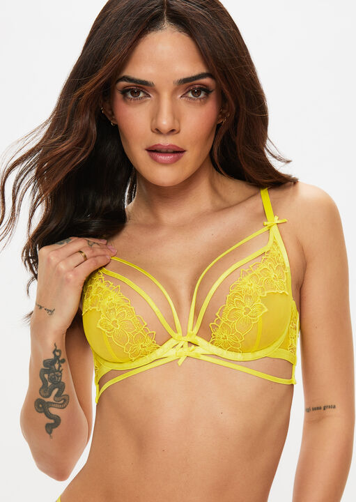 Ann Summers Yellow Floral Affair Non Padded Plunge Bra, 34F