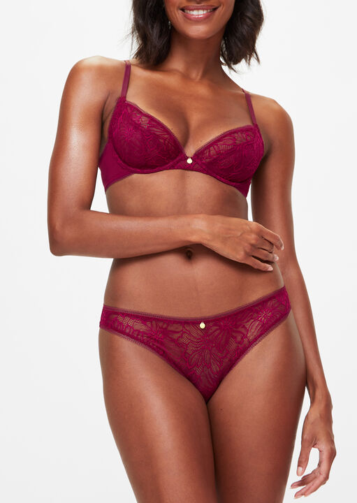 Knickerbox Red Alice Lace Non Padded Plunge Bra, Dark 34Ff