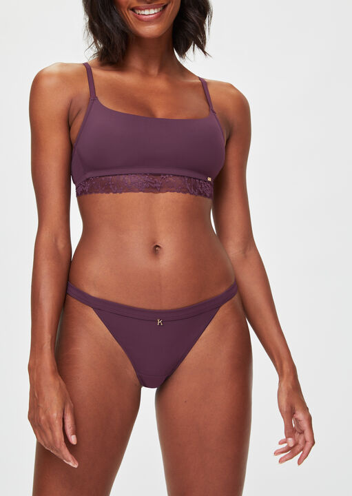 Knickerbox Dark Purple Louisa Lace Padded Crop Bralette, 16 - Image 1