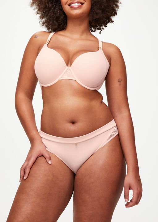 Knickerbox Pink Charlotte Lace Underwired Padded Plunge Bra, Pale 36Dd
