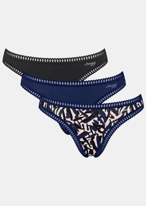 Sloggi Womens GO Crush Thongs (3 Pack) - Blue Polyamide - Size Large - Image 5