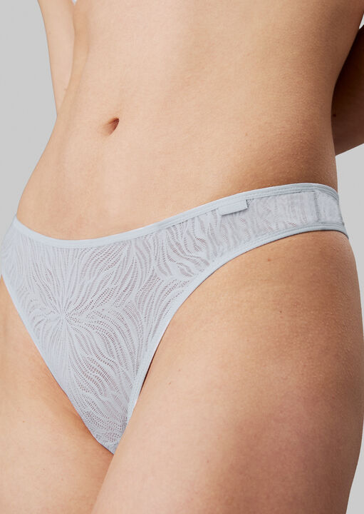 Calvin Klein Light Blue Sheer Marq Lace Thong, S