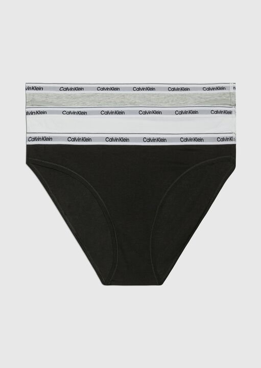 Calvin Klein Underwear Pack Of 3 Modern Logo Knickers In Cotton Women's Black/White/Grey Extra Large - La Redoute - Image 6