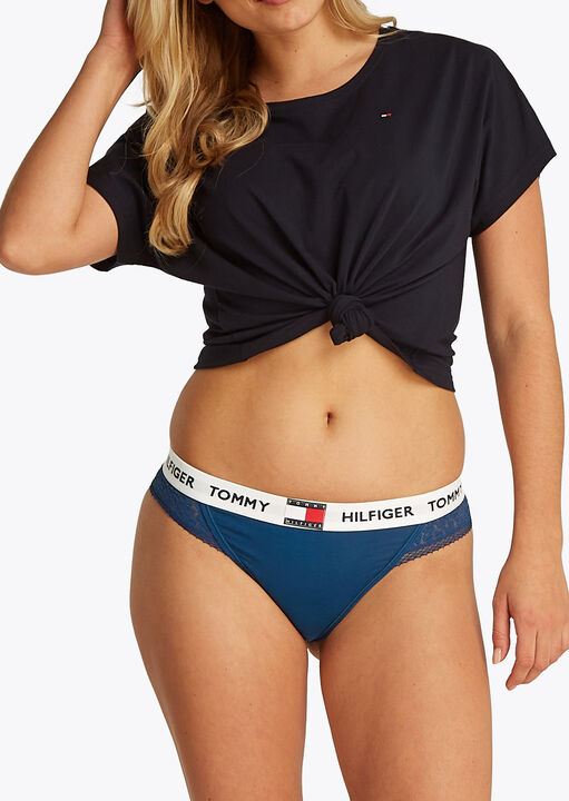 Tommy Hilfiger Blue Heritage Lace Thong, L