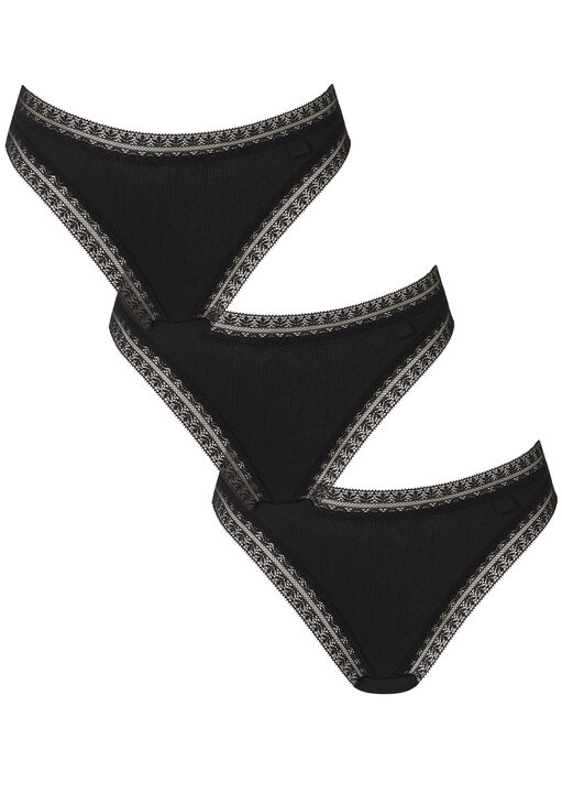 Knickerbox Black Geometric Lace Brazilian Knickers - Pack Of 3, 8 - Image 1