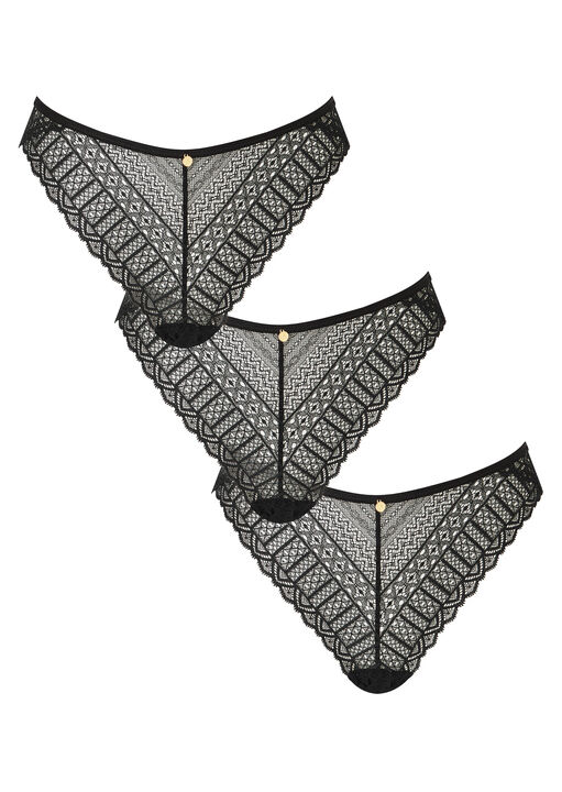 Knickerbox Black Lace High Leg Brief Knickers - Pack Of 3, 8