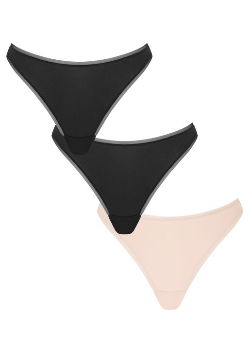 Knickerbox Black Microfibre Lace Brazilian Knickers - Pack Of 3, 10 - Image 1