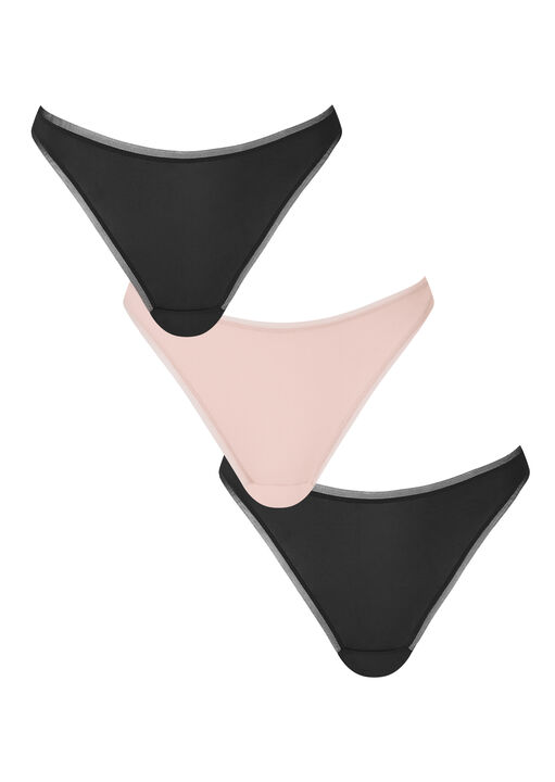 Knickerbox Black Lace Microfibre Thong - Pack Of 3, 10 - Image 2