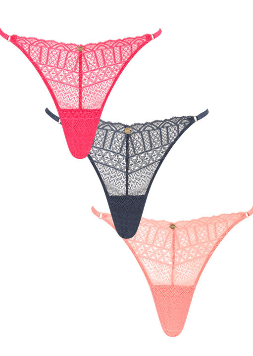 Knickerbox Multi Three Pack Lace Thong, 8 - Image 1