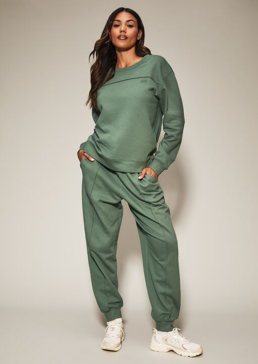 Knickerbox Dark Green Jessica Cotton Sweat Joggers, 14