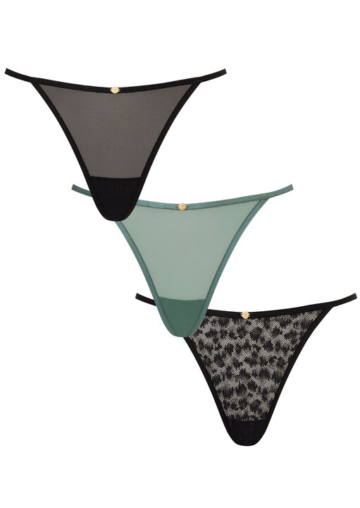 Knickerbox Black 3 Pack Mesh Texture Brazilian, 18 - Image 1