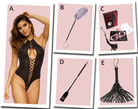 Slap & Tickle - Erotic Bodies, Feather Tickler, Rose Gold Crop, Leather Crop & Bondage Game