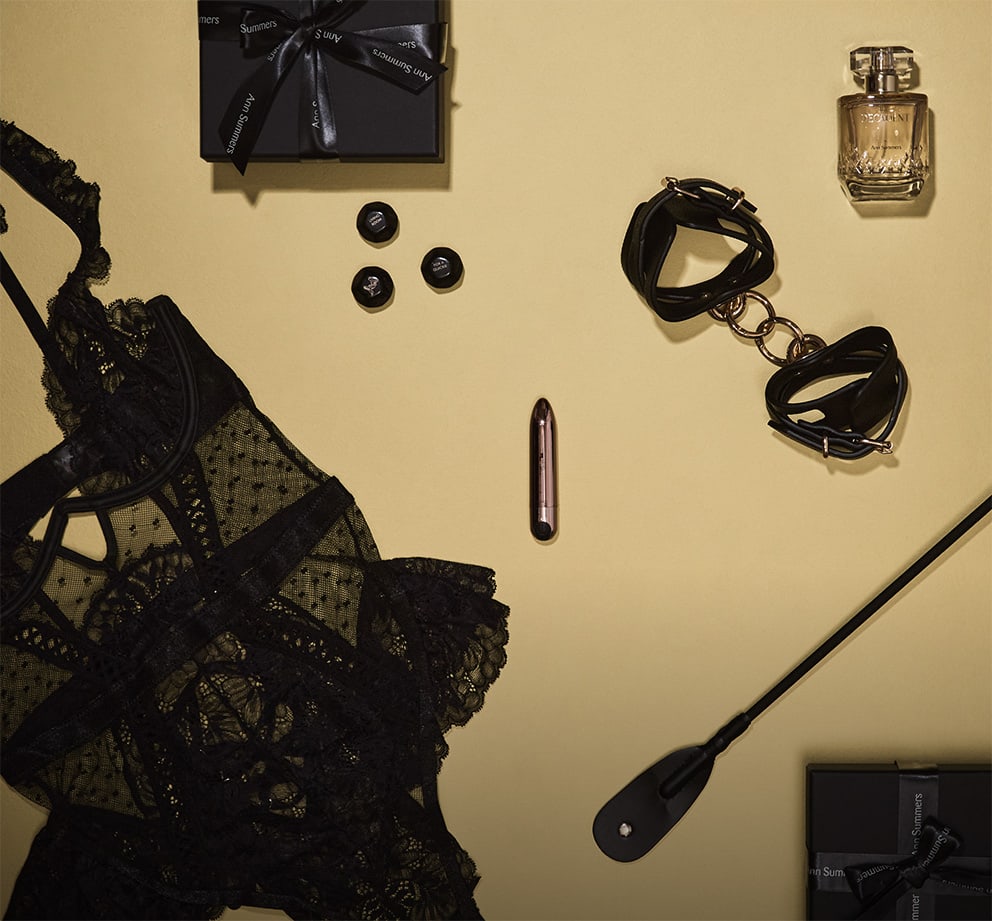 Model wearing a bondage outfit at Ann Summers